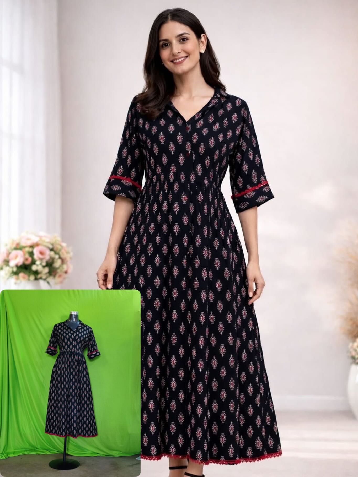 Black Contemporary Long Kurti (Model Style)
